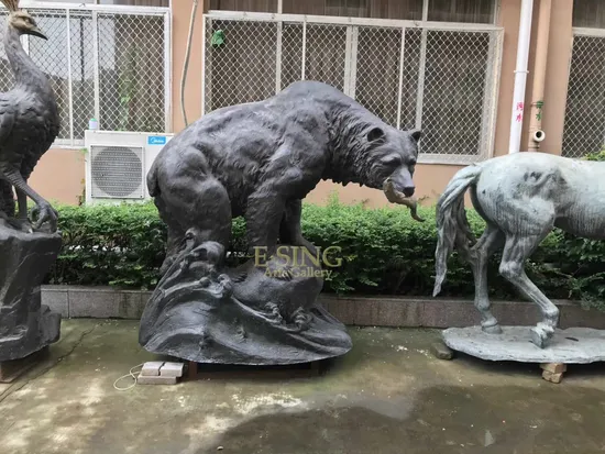 Großhandel lebensgroße Tier-Bronze-Cooper-Skulptur für den Garten, antike Messing-Pferdestatue
