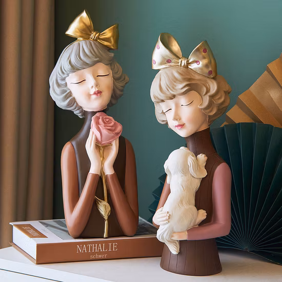 Nordic Girl Moderne süße junge Mädchen Figuren Harz Art Home Dekoration