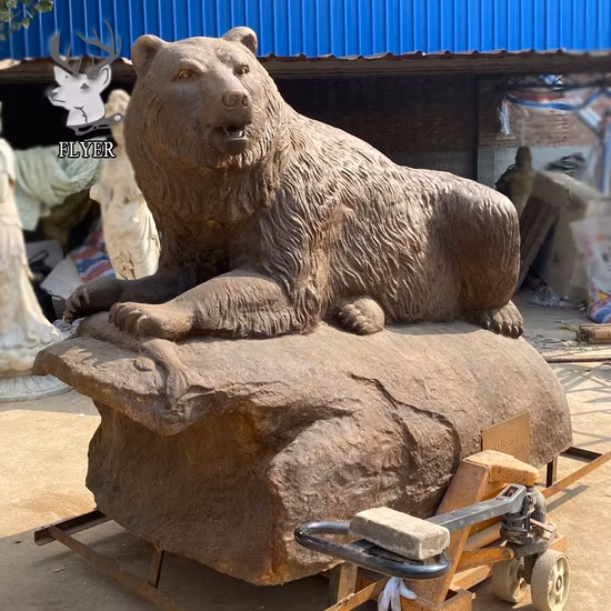 Outdoor-Dekoration, Metallhandwerk, moderne Tierwelt, Kupfer, Messing, Bärenstatue, lebensgroße Bronzebärenstatue