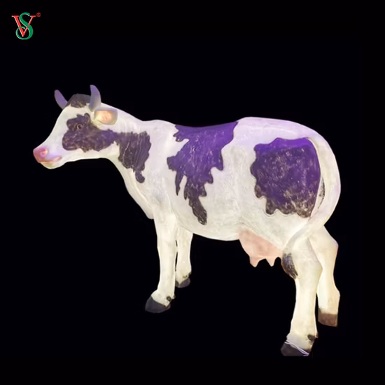 Lebensgroße Kunsthandwerk-Fiberglas-Kuh-Stier-Skulptur für die Anzeige im Einkaufszentrum
