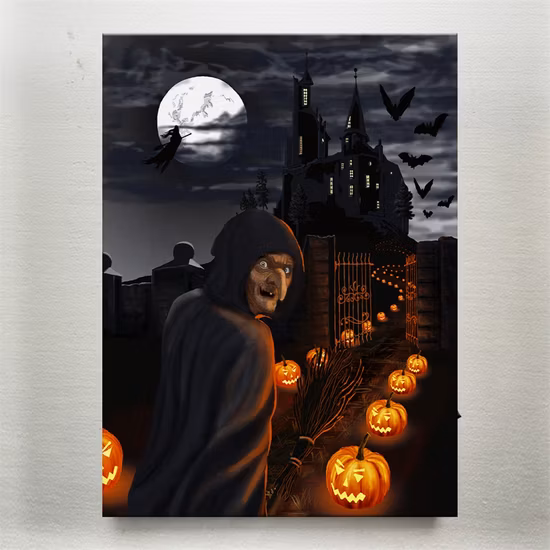 Großhandel mit Halloween-Rosennachtschädel-Wandkunst und LED-Lichtern